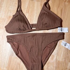 XS Aerie Women’s 2 Piece Bikini Swimsuit In Brown BNWTS